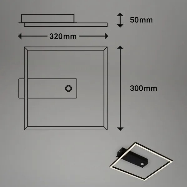 Briloner 3770-015 - Lampă de tavan LED cu senzor FRAME LED/14W/230V 3000K 32x30 cm neagră