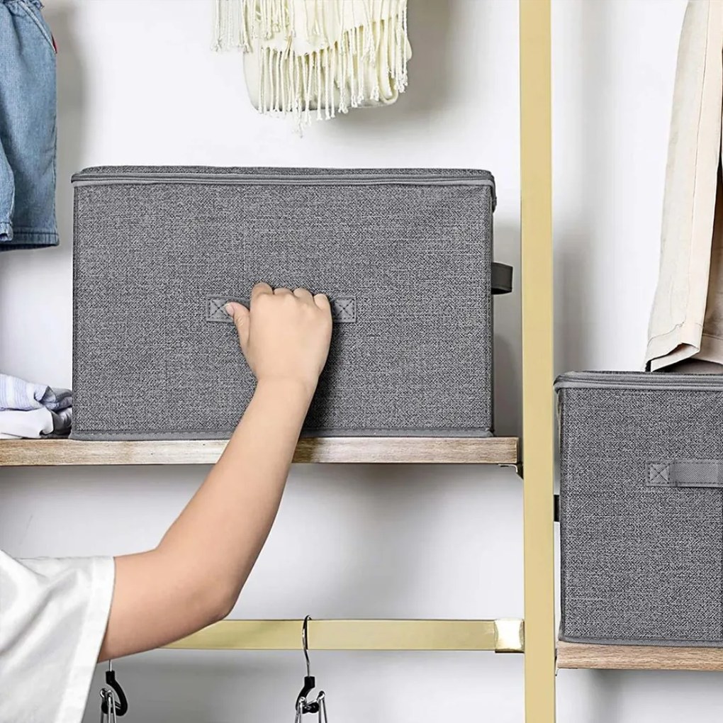 SongmicsHome Cutii de depozitare ELVIS, 3 buc, 40x30x25cm, gri