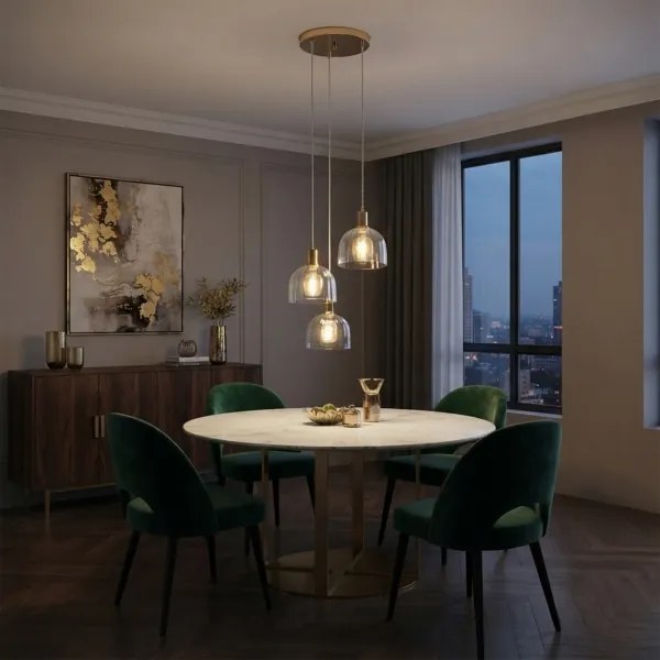 Candelabru suspendat pe cablu VIVE 3xE27/15W/230V auriu