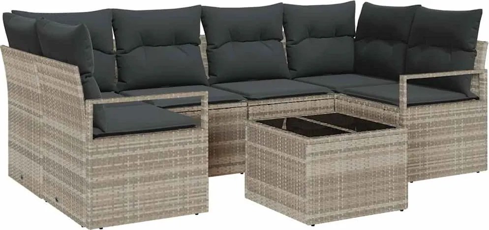 vidaXL Set de canapele pentru grădină 7 pcs Gri deschis și gri închis