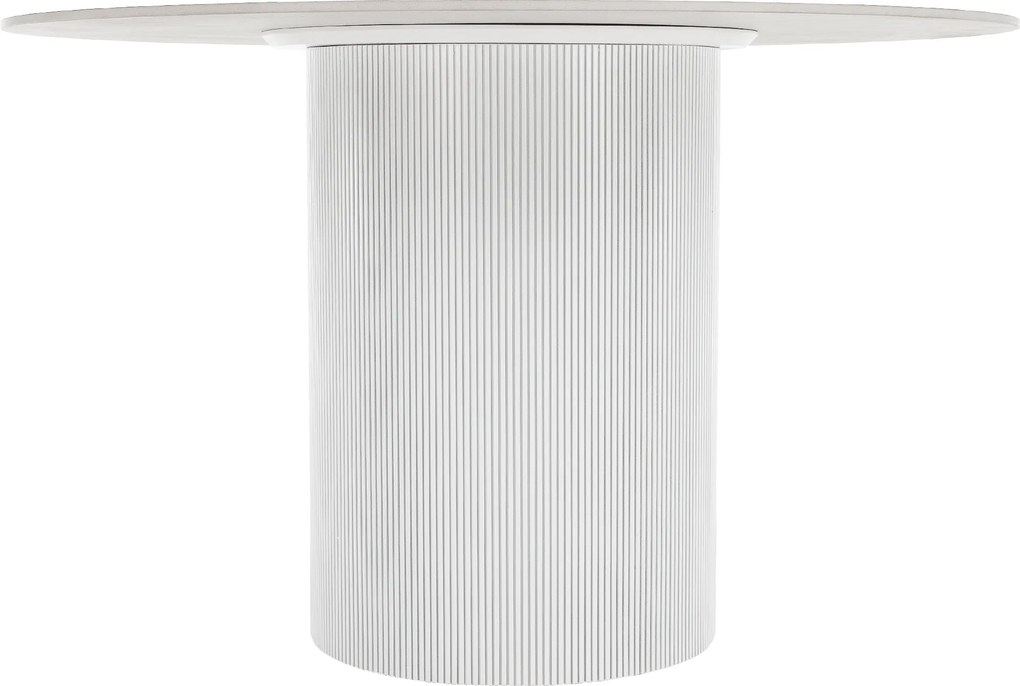 Masă de sufragerie, marmură albă/MDF, diametru 120 cm, MAHIR TIP 1