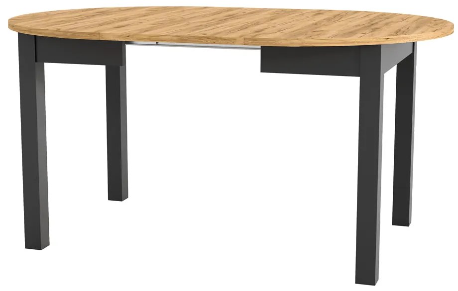 Masă de sufragerie Isiah 02 (Stejar + negru) (pentru 4-8 persoane). 1082831