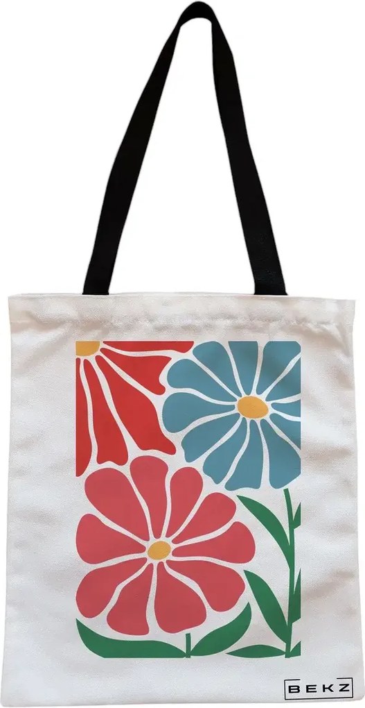 Sacosa de Panza pentru Cumparaturi, Geanta Tote, Boho Style 9, Cu fermoar, 38x34.5 cm, Alba, BEKZ®