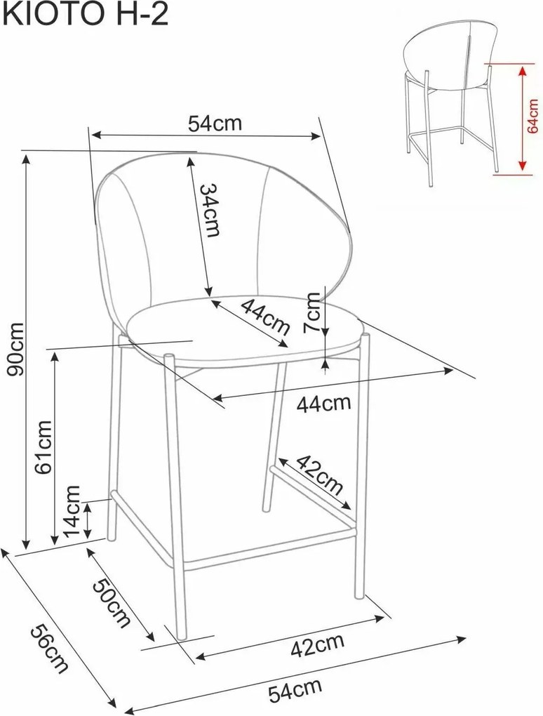 Scaun de bar KIOTO, nuc/bej