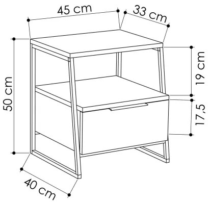 Noptieră ORI neagră/taupe