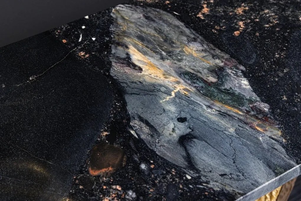 Consola lucrata manual, Marmura, Negru, Auriu, OMEGA 80cm