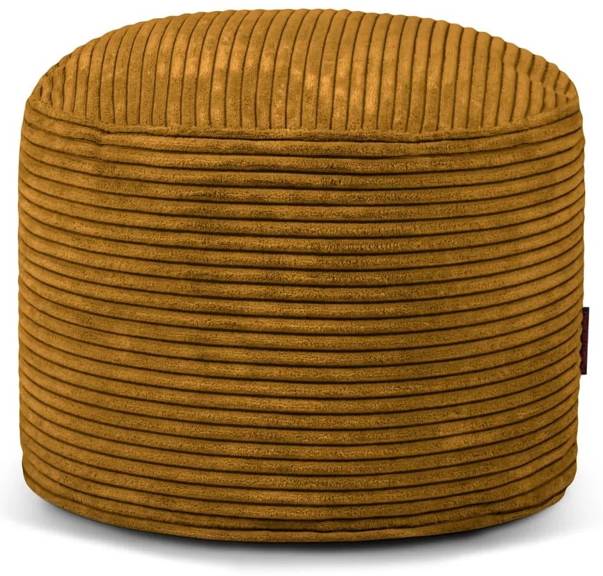 Fotoliu bean bag galben muștar cu tapițerie din catifea reiată Mini – SLOWDOWN