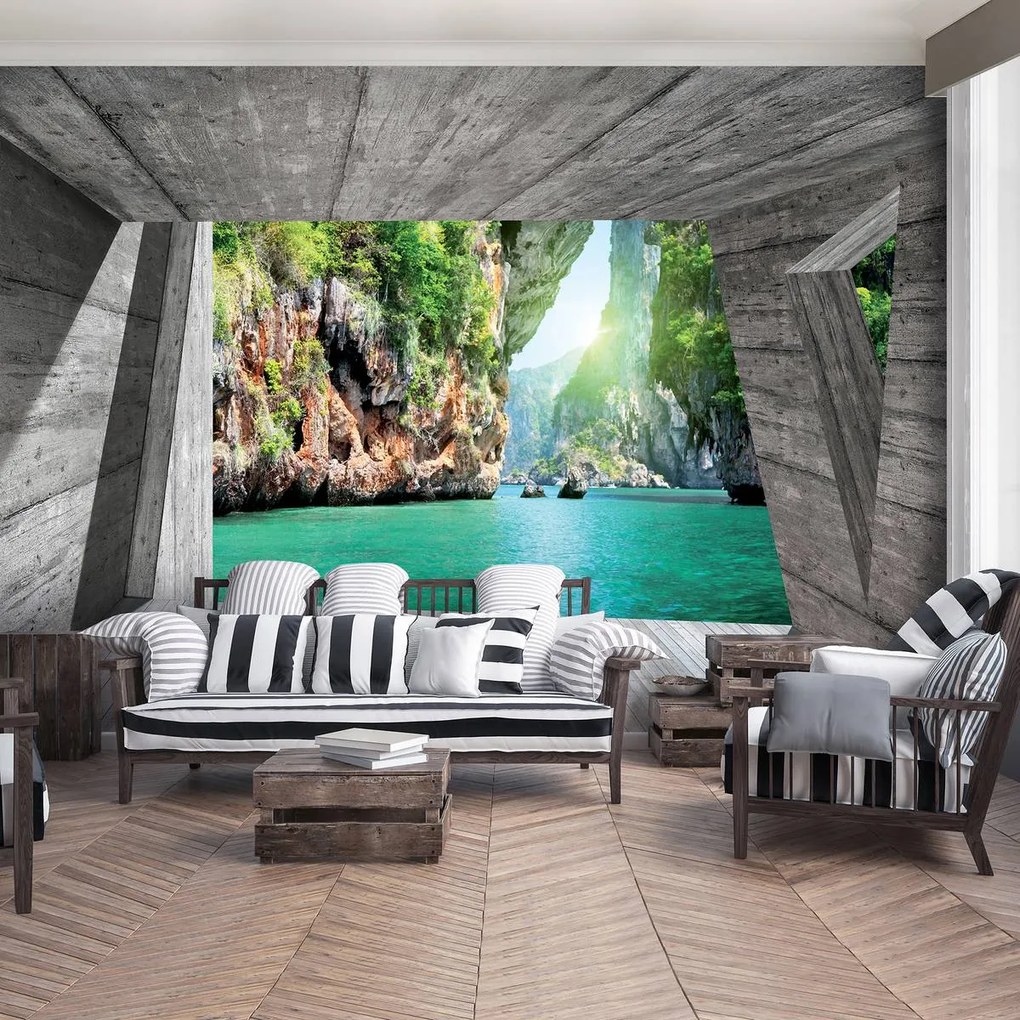 Fototapet - Privire spre cascadă - natura (152,5x104 cm)
