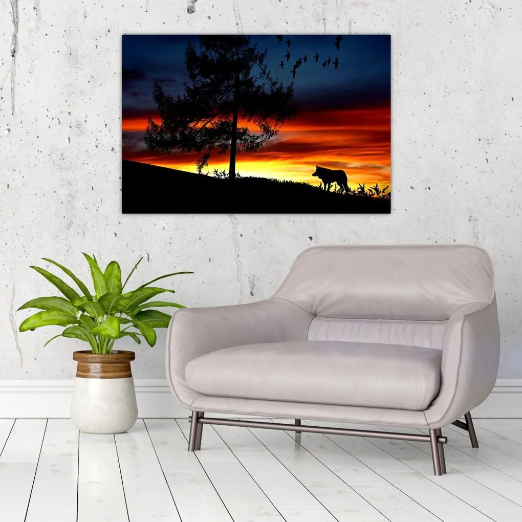 Tablou - Silueta unui lup (90x60 cm)