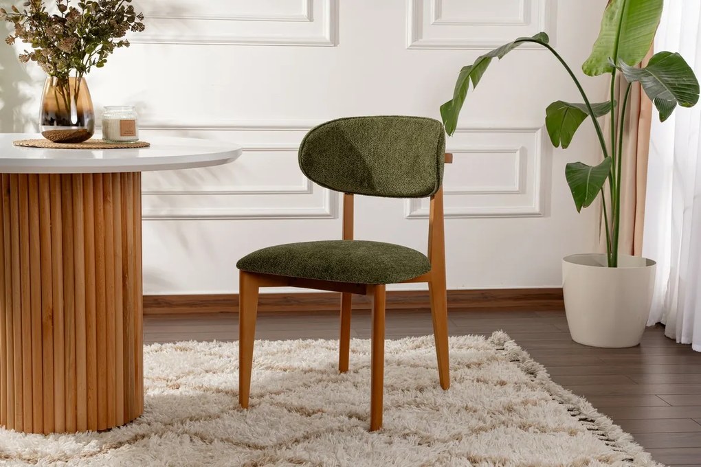 Set de scaune de sufragerie Lionte Green și DarkOak, 2 buc.