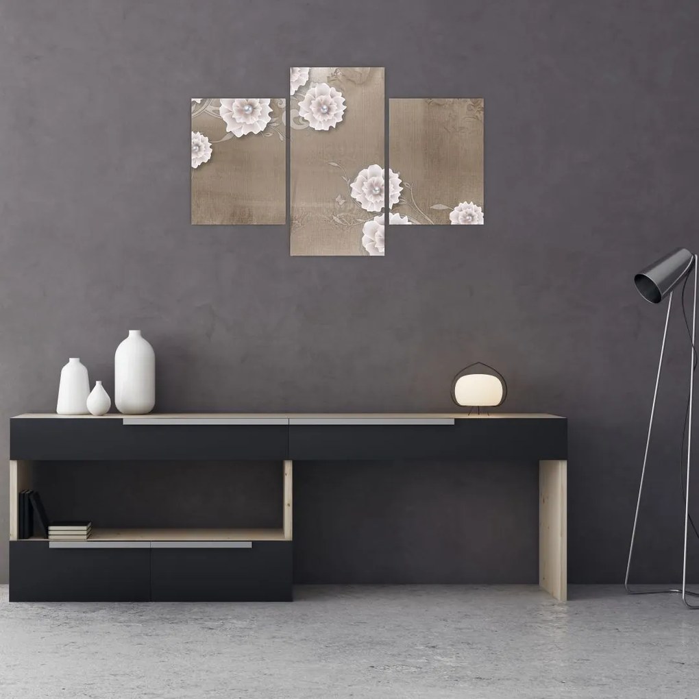 Tablou - Draperie cu flori (90x60 cm)