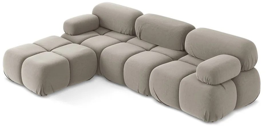 Colțar modular bej cu tapițerie din catifea Lokua – Makamii