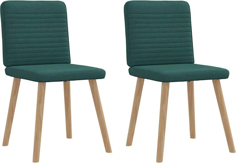 vidaXL Scaune de bucătărie, 2 buc., verde închis, material textil