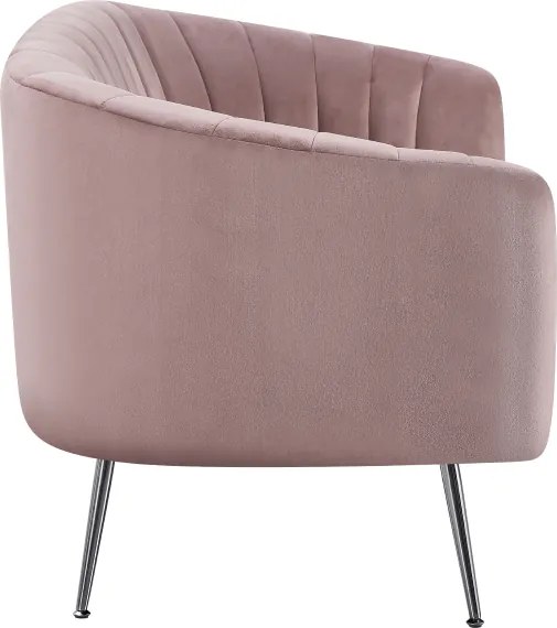 Canapea de design cu 2 locuri, ţesătură Velvet roz/crom-argintiu, BAGY