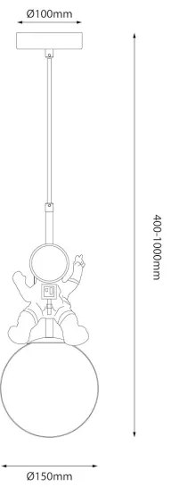 Lustră pe cablu pentru copii ASTRONAUT 1xE27/60W/230V d. 15 cm auriu/bej