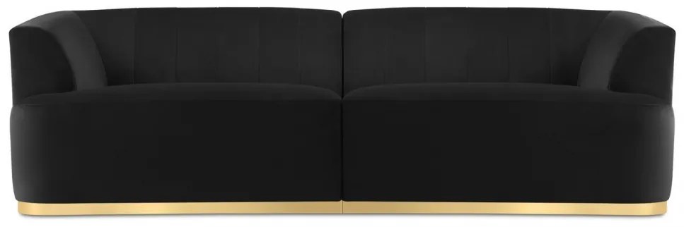 Canapea cu 3 locuri Goct cu tapiterie din catifea, negru