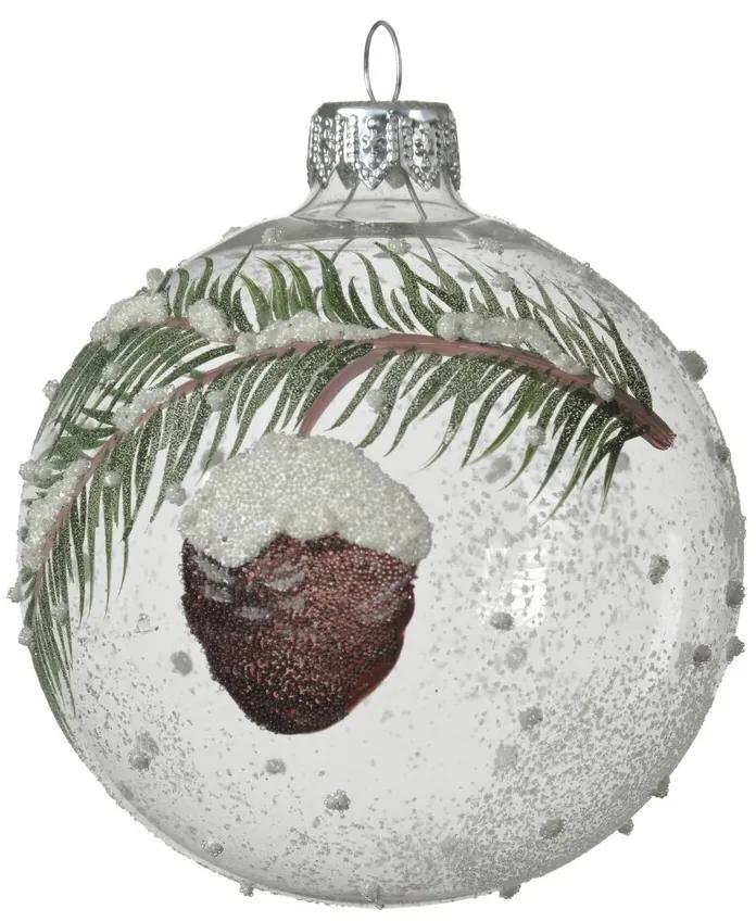 Glob Branch w pinecone, Decoris, Ø8 cm, sticla, transparent