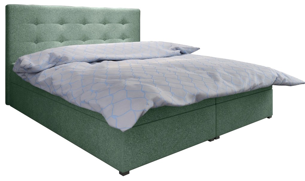Pat matrimonial Boxspring 140 cm Fade 1 (mentă) ( cu saltea și sp. depozitare). 1046471