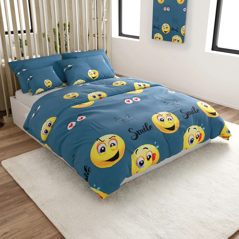 Lenjerie de pat din microfibra FUNNY EMOJI gri Dimensiune lenjerie de pat: 70 x 90 cm | 140 x 220 cm