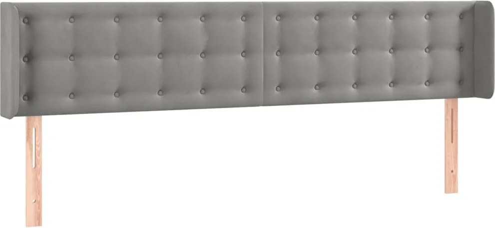 vidaXL Tăblie de pat cu aripioare gri deschis 203x16x78/88 cm catifea