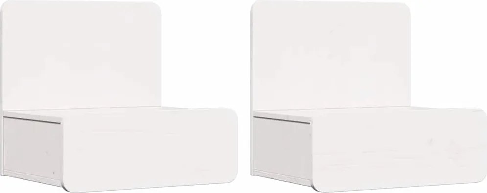 vidaXL Noptieră 2 pcs Alb 44 x 32,5 x 40 cm Lemn masiv de pin