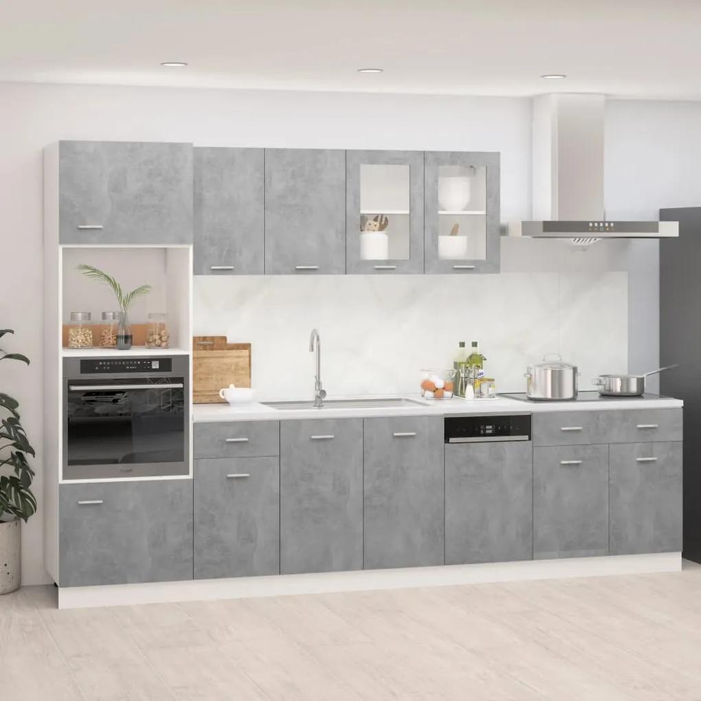 3067627 vidaXL Set dulapuri bucătărie, 7 piese, gri beton, lemn prelucrat
