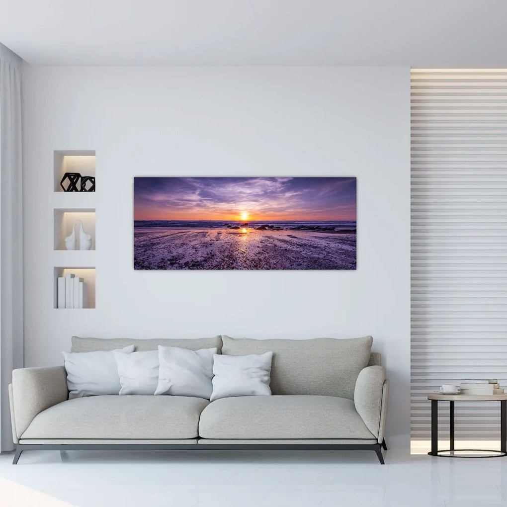 Tabloul cu plaja - apus de soare (120x50 cm)