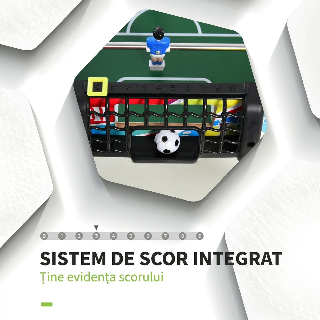HOMCOM Masă de Fotbal cu 2 Panouri de Scor, din Lemn, Oțel Inoxidabil și Plastic, 86.5x43.5x63 cm, Multicolor | Aosom Romania