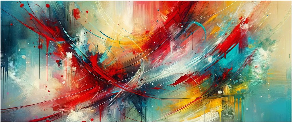 Tablou – Abstracție cu roșu (120x50 cm)
