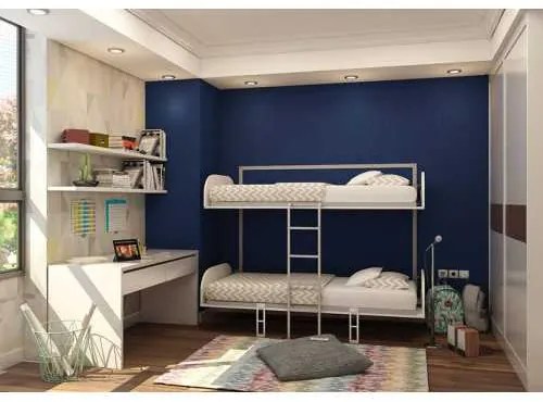 Pat Rabatabil Suprapus cu somiere incluse - Simple Bunk - Alb Mat