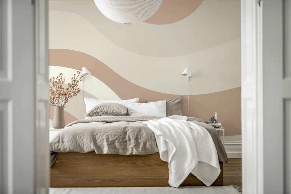 Tapet Smooth Waves, Beige, Rebel Walls