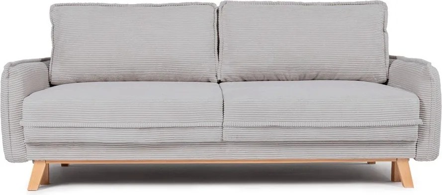 Canapea gri deschis extensibilă/cu spațiu de depozitare cu tapițerie din catifea reiată 218 cm Tori – Bonami Selection