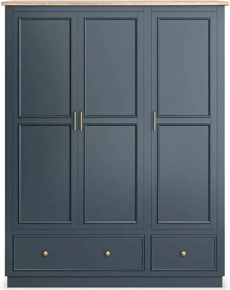 Dulap lemn masiv natur Richmond Albastru/, 150 × 60 × 190 cm