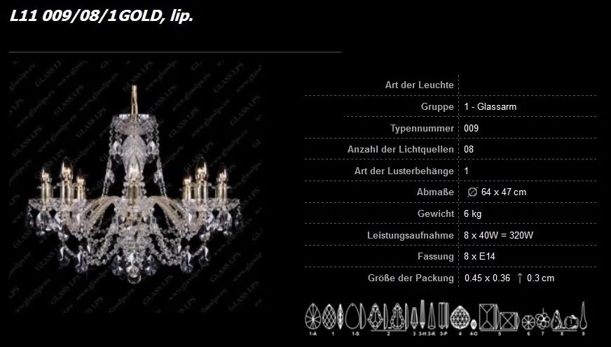 Lustra 8 brate cristal Bohemia L11 009/08/1