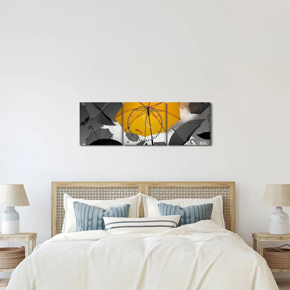 Tablou - Umbrelă galbenă (cu ceas) (90x30 cm)