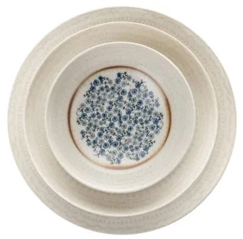 Set de veselă, 24 piese, porțelan, albastru/bej
