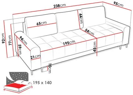 Canapea Bonzi (cenușiu). Promo -16%. 1121881