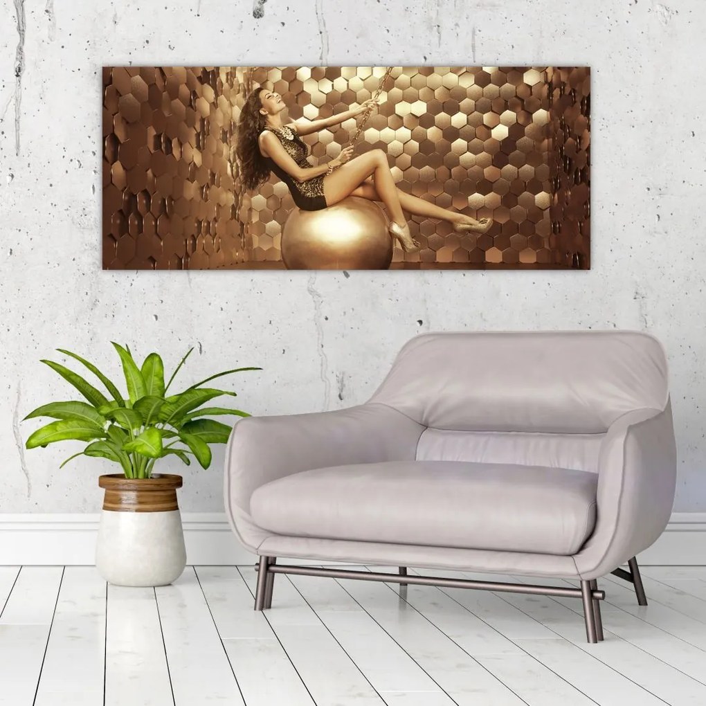 Tablou - Femeia în încăperea de aur (120x50 cm)