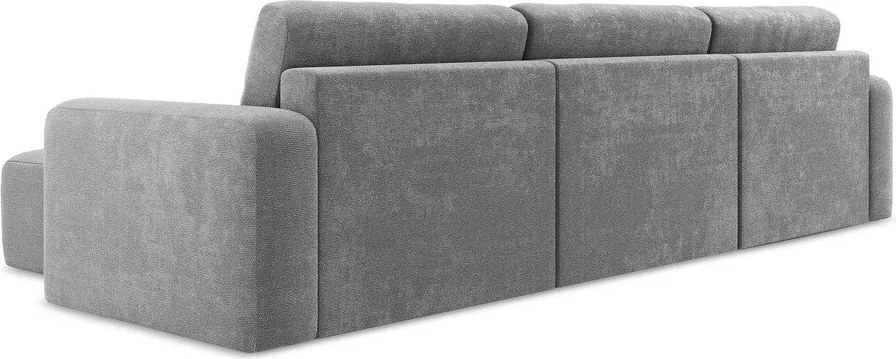 Colțar gri extensibil/cu spațiu de depozitare cu tapițerie din chenille (în formă de "U") Kona – Makamii