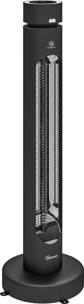 Outsunny Încălzitor Electric Oscilant cu Infraroșu, 2000 W, cu Telecomandă, Negru | Aosom Romania