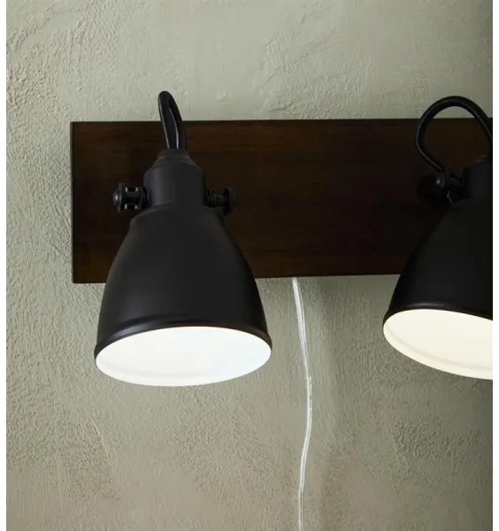 Spot de perete NATIVE 2xE14/18W/230V negru/lemn Markslöjd 108213