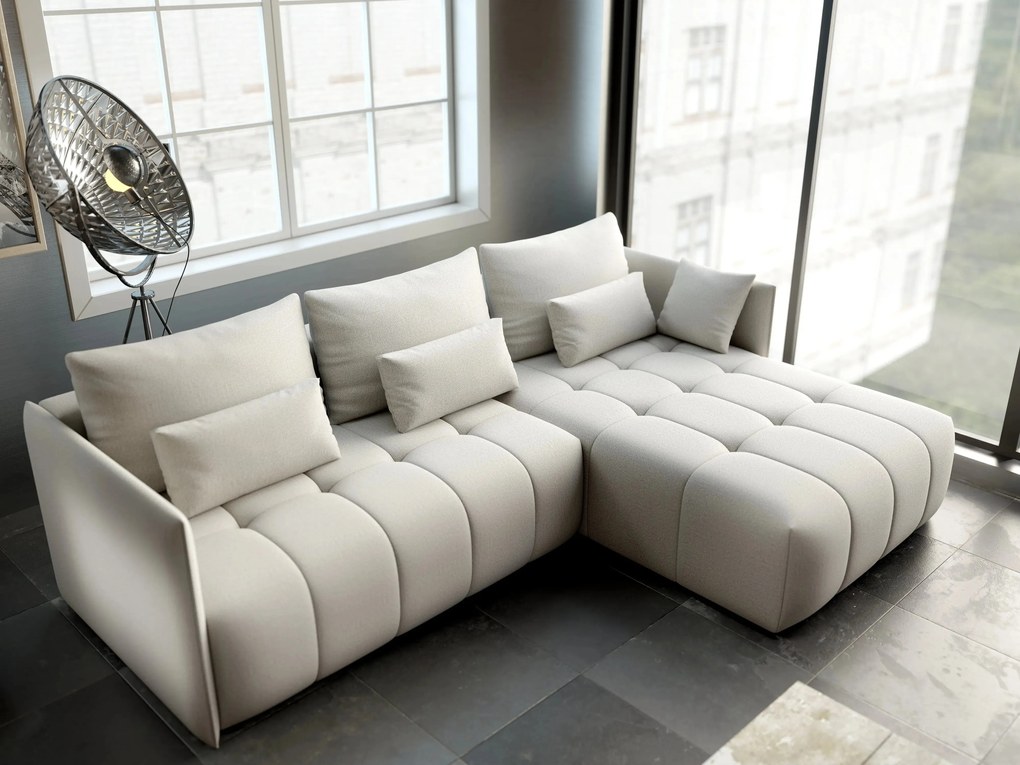 Colțar extensibil dumonde cu ladă de depozitare si sezut confortabil din spuma high-density, Malta Enjoy Beige II 235x185 cm