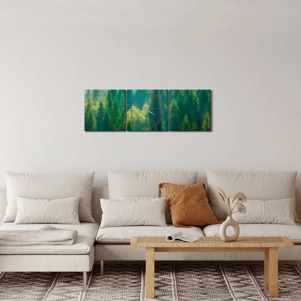 Tablou - Pădurea de brazi (cu ceas) (90x30 cm)
