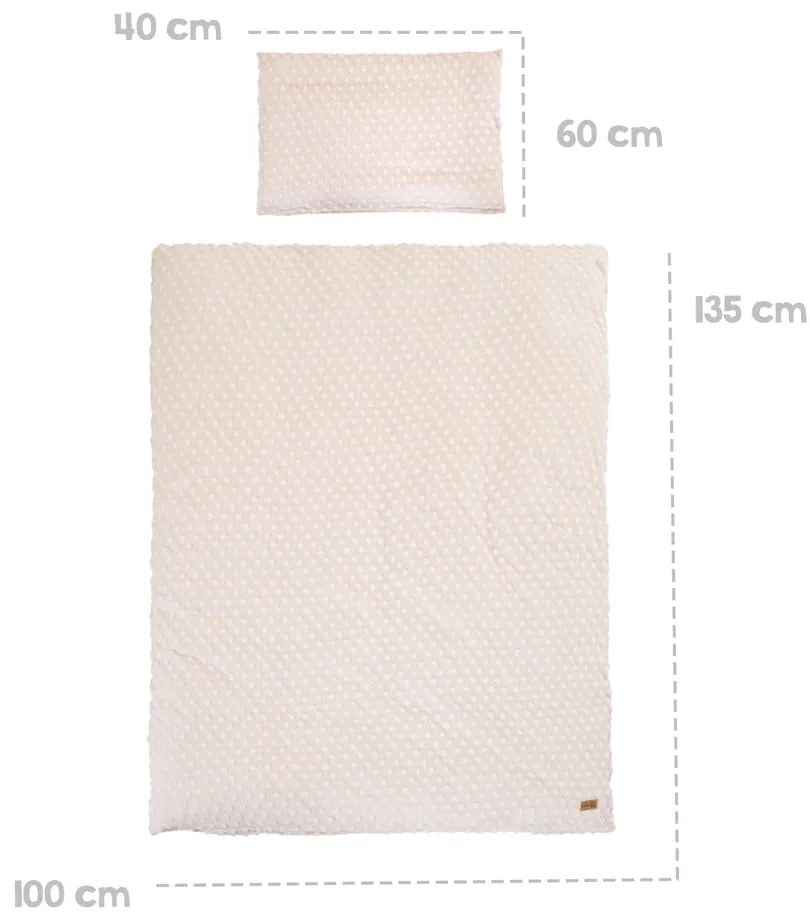 Lenjerie de pat pentru copii bej din amestec de bumbac pentru pătuț 100x135 cm Frosty Almond – Roba