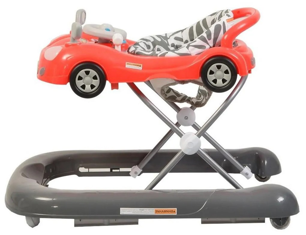 Premergator Reglabil in 3 Trepte NOVOKIDS™ Super Car , roti silentioase, Masinuta, Pliabil, 8 Roti, Cu Melodii si lumini, Cu Volan, Rosu