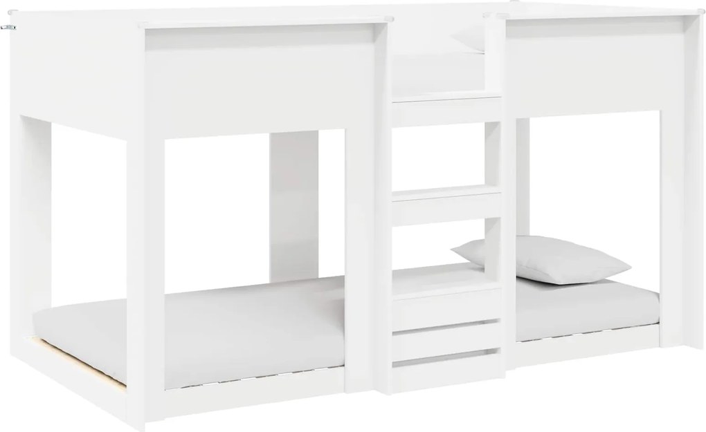 vidaXL Pat Etajat pentru Copii Alb 90 x 200 cm Lemn compozit