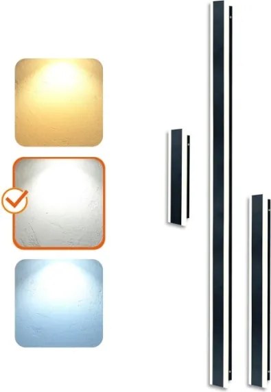 Aplica de perete LED pentru exterior MIRANA S, 12W, 230V, 4000K, IP44, 60 cm, negru
