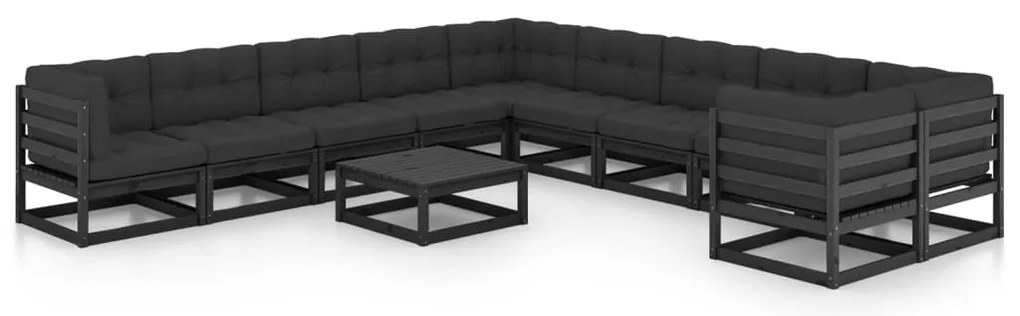 vidaXL Set mobilier grădină cu perne, 11 piese, lemn masiv de pin