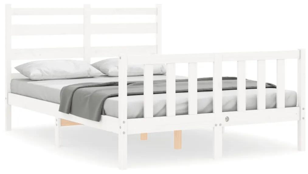 3192032 vidaXL Cadru de pat cu tăblie, alb, 120x200 cm, lemn masiv