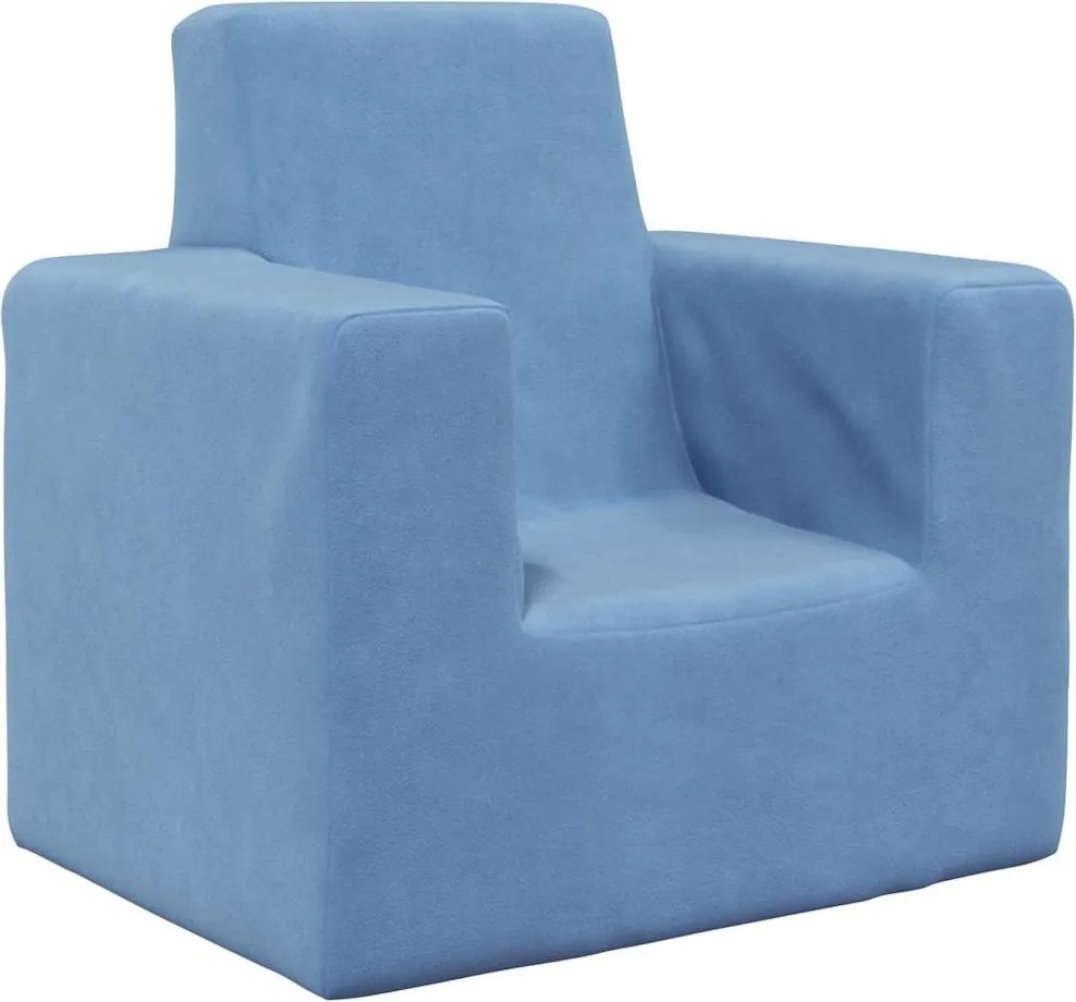 vidaXL Canapea pentru copii, albastru, pluș moale